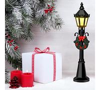 Yechiry Lot de 4 Mini Lampadaires de Noël, Lampadaire Miniature pour Maison de Poupée, Chemin de Village, Lanterne avec Boîtier de Batterie, Idéal pour Le Bricolage de Paysages et Accessoires de