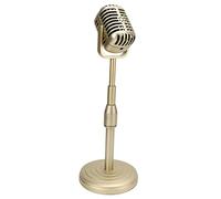 Yechiry Modèle de Microphone de Style Rétro, 33 à 41 Cm Microphone Vintage Modèle D'hélice Microphone Antique avec Support Réglable pour Décorations de Fête Photographie (GOLD)