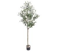 Yechiry Olive Artificiel, Faux Olive simulé D'olivier Décoration Intérieure avec pour Le Salon de la Piscine de la Piscine en Bord de Mer Patio Courté de Piscine Décoration (150cm)
