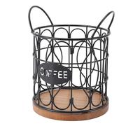 Yechiry Panier de Rangement Chic pour Dosettes de café avec Base en Bois, Support Anti-rayures pour Cuisine de café, 5,1" X 6,6" (BLACK)