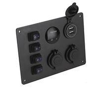 Yechiry Panneau D'interrupteur à Bascule étanche à 4 Gangs avec Deux Ports USB pour le Chargement dans les Voitures, Bateaux, Camping-cars, Aluminium ABS Durable de Haute qualité, Affichage de la