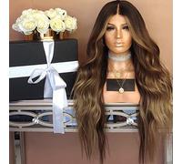 Yechiry Perruque Synthétique Longue Ondulée Noire Brune Dégradée pour Femmes, Résistante à la Chaleur, pour les Fêtes de Cosplay, Halloween, Usage Quotidien Matériau: Fibre Résistante aux Hautes