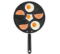 Yechiry Poêle à Frire Antiadhésive pour Un Petit Déjeuner Facile à Cuisiner à la Maison 5 Trous Ronds en Aluminium Durable 43 Cm