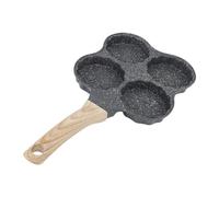Yechiry Poêle à œufs 4 Tasses, Conception Antiadhésive pour la Cuisson du Petit Déjeuner, Aluminium Durable avec Manche en Bois (B)