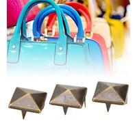 Yechiry Rivets Punk Pyramidaux Carrés, Clous en Métal pour Vêtements, Chaussures, Sac à Main, Rivets de Décoration en Laiton pour L'artisanat du Cuir, 100 Pièces, 10 Mm, doré (bronze antique #22)