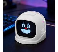 Yechiry Robot D'expression Amusant pour Tableau de Bord de Voiture, Ornement de Console Centrale avec Base Magnétique D'expressions émotionnelles, Longue Durée de Vie de la Batterie pour (White)