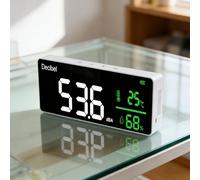 Yechiry Sonomètre, Tenture Murale 30-130dB 11 Pouces écran LED Compteur d'humidité de la Température du Bruit avec Affichage de L'heure pour la Salle de Classe de Bureau D'usine de