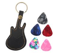 Yechiry Support de Sac de Plectres de Guitare en Cuir, Manchon en Laiton Portable pour Plectres de Guitare, y Compris Les Accessoires de pour Les Amateurs de Musique, Noir/Marron (Black)