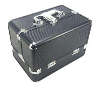 Yechiry Trousse de Maquillage Boîte à Cosmétiques Rangement de Grande capacité pour Salon à Domicile 25x17x17cm Conception Robuste en Alliage D'aluminium (Bande Noire Fond Noir)