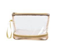 Yechiry Trousse de Maquillage en PVC Transparent pour Voyageurs Fréquents Rangeant des Articles de Toilette, Facile à Nettoyer pour Organisation Quotidienne du Maquillage (Couleur métallique)