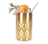 Yechiry Verre à Mélanger à Cocktail, Verres de Barman à Double Paroi en Acier Inoxydable 304 de 540 Ml, Pichet Mélangeur Essentiel pour Ustensiles de Bar avec Bec Verseur pour Ustensiles (Plaqué Or)