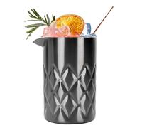 Yechiry Verre à Mélanger à Cocktail, Verres de Barman à Double Paroi en Acier Inoxydable 304 de 540 Ml, Pichet Mélangeur Essentiel pour Ustensiles de Bar avec Bec Verseur pour Ustensiles (Plaqué noir)