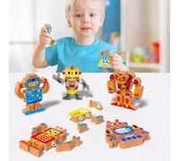 YECHISY Jouets de construction en bois encliquetables : blocs de construction STEM, ensemble de jeu robot démontable, motricité fine, jouets éducatifs Montessori pour les tout-petits de 3 à 8 ans
