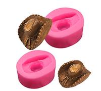 Yedadone Lot de 2 moules en silicone en forme de chapeau de cowboy rose pour décoration de gâteaux et loisirs créatifs
