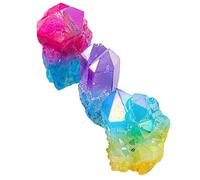 YEDECOR Cluster de Cristal de Quartz Arc-en-Ciel recouvert de Titane Naturel Cristal de Roche de guérison Géode minérale de grappe de Quartz coloré Ornements en Cristal de guérison colorés,80-150g