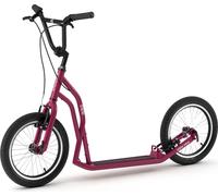 Yedoo S1616 Scooter Trottinette - pour adultes et adolescents, jusqu'à 150 kg, avec pneus gonflables 16/16 et guidon réglable Burgundy