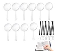 YEDOUALE Lot de 10 Mini loupes avec 10 Cordons, loupes à Main Transparentes 3 à 5 Fois, Format Portable 89 x 40 mm pour Lecture xpériences, Observation Scientifique, Voyage et Exploration