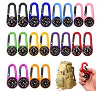 YEDOUALE Lot de 20 Mini Boussoles Porte-Clés Colorées avec Clip, Boussole de Camping Compacte 6,8 x 3 cm pour Randonnée, Scouts, Jeux et Activités Outdoor