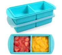 YedZen Lot de 2 moules à levage en silicone - 2 compartiments extra larges - Moule à glaçons avec couvercle - Conteneurs de congélation pour soupes - Moule à glaçons - Super Cubes