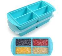 YedZen Lot de 2 moules à levage en silicone, 4 compartiments de séparation, moule de congélation avec couvercle, récipients de congélation pour soupes, bac à glaçons, Super Cubes