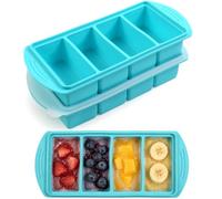 YedZen Lot de 2 moules à levage en silicone à 4 compartiments avec couvercle, récipients de congélation pour soupes, bacs à glaçons, super cubes