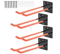 YedZen Lot de 4 Crochets Mural de Garage, 4 Pièces Orange Double Crochet Garage, Crochet Support Garage Pour rangement d'outils, abris de jardin, vélos, outils de jardin