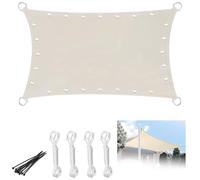 YedZen Voile d'ombrage pour balcon, 3 x 4 m, imperméable, protection solaire, rectangulaire, avec œillets et corde, protection UV, couleur crème, tissu de marquise, pour balcon, jardin, terrasse