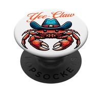 Yee Claw Funny Crab in Cowboy Hat Perfect Seafood Lover PopSockets PopGrip Adhésif