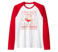 Yee-Haw, Santa's Favorite Hot Mess Funny Western Cowgirl Chr Manche Raglan