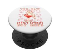Yee-Haw, Santa's Favorite Hot Mess Funny Western Cowgirl Chr PopSockets PopGrip Adhésif