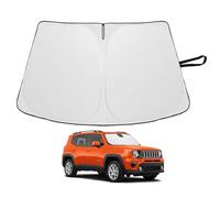 YEE PIN Pare-soleil avant compatible avec Jeep Renegade 2015-2025, pare-soleil pliable avec housse de volant, fibre de refroidissement glacée, protection contre les UV et la poussière