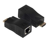 Yeebline Lot de 2 rallonges HDMI vers RJ45 - Convertisseur répéteur HDMI - Émetteur et récepteur réseau RJ45 sur Ethernet LAN Cat 5e/6/6e, Compatible HDTV 1080p 3D