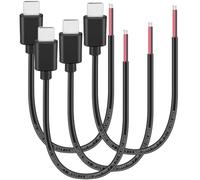Yeebline Lot de 4 câbles nus USB C mâles à 2 broches, 27,9 cm, 20 AWG, prise mâle USB de type C vers fil 2 broches, cordon d'alimentation, adaptateur à extrémité ouverte, connecteur 5 V 5 A