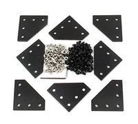 Yeebyee Lot de 8 plaques de support d'angle en forme de L-5 trous-Plaque de jonction extérieure à 90 degrés-Vis M5x8mm et écrous en T pour profil d'extrusion en aluminium série 20x20mm