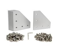 Yeebyee Plaque de support d'angle 3030 en forme de L à 5 trous, plaque de jonction extérieure à 90degrés avec vis M6x10mm et écrous en T pour profil d'extrusion en aluminium série 30x30mm
