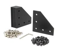 Yeebyee Plaque de support d'angle 3030 en forme de L à 5 trous, plaque de jonction extérieure à 90degrés avec vis M6x 10mm et écrous en T pour profil d'extrusion en aluminium série 30x30mm