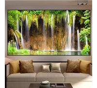 Yeecer DIY Diamond Painting Kit Complet,Cascade 5D Peinture Diamant by Numbers Cristal Strass Diamond Broderie Point de Croix Canevas Artisanat Décoration Murale À La Maison Square Drill,100x200cm