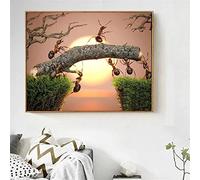 Yeecer DIY Diamond Painting Kit,Sunset ants moving trees 5D Peinture Diamant Complet Strass Diamond Broderie Point De Croix Canevas Artisanat Décoration Murale À La Maison Square Drill,40x60cm
