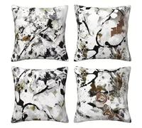Yeecer Housse Coussin Peinture à l'encre Noire Lot de 4 65x65 cm Décoratives canapé Taie d'oreiller,Moderne Velours de Housse de Coussin pour Patio Extérieur Jardin Blench Salon