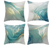 Yeecer Housse de Coussin 30x30cm Liquide doré Bleu Clair Taies d'oreiller en Velours Coussins de Carré Canapé Décoratifs Lot de 4 Housses de Coussin Décoratives Moderne