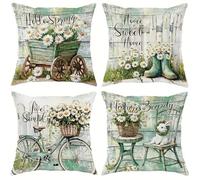 Yeecer Housse de Coussin 70x70cm Daisy Bike Bunny Taies d'oreiller en Velours Coussins de Carré Canapé Décoratifs Lot de 4 Housses de Coussin Décoratives Moderne