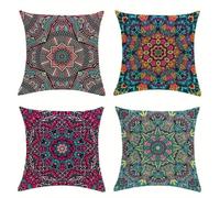 Yeecer Housse de Coussin 70x70cm Mandala Fleur Vintage Taies d'oreiller en Velours Coussins de Carré Canapé Décoratifs Lot de 4 Housses de Coussin Décoratives Moderne
