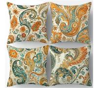 Yeecer Housse de Coussin Mandala Jaune Bleu 45x45cm,Lot de 4 Décoratives pour canapé Taie d'oreiller,Moderne Housse de Coussin en Velours pour Patio Extérieur Jardin Blench Salon