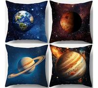 Yeecer Housse de Coussin Paysage Cosmique 55x55cm,Lot de 4 Décoratives pour canapé Taie d'oreiller,Moderne Housse de Coussin en Velours pour Patio Extérieur Jardin Blench Salon