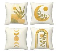 Yeecer Housse de Coussin Résumé Jaune 45x45cm,Lot de 4 Décoratives pour canapé Taie d'oreiller,Moderne Housse de Coussin en Velours pour Patio Extérieur Jardin Blench Salon