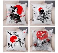 Yeecer Lot de 4 Housses de Coussin 60x60cm,Moderne Paysage Japonais Motif Velours Doux Carré Taie d'oreiller Décor Maison,Double Face Imprimé pour Chambre Salon Canapé Balcon Patio Jardin Chaise