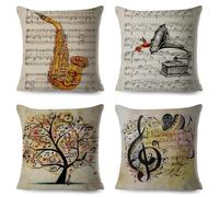 Yeecer Lot de 4 Housses de Coussins 65x65cm,Note Instruments Housses de Coussin Décoratives en Velours Taie Oreiller Double Face Housse de Coussin Carré pour Lit Voiture de la Extérieur Maison Canapé