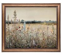 Yeechine Toile murale vintage encadrée dorée - Paysage français classique - Fleurs sauvages - Peinture botanique - Décoration murale pour cuisine, salon (champion Fleuri, 20,3 x 25,4 cm)