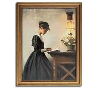 Yeechine Toile murale vintage encadrée dorée - Paysage français classique - Impression sur toile - Décoration murale pour chambre et salle de bain (jeune fille)