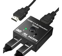 Yeecka Switch HDMI Splitter HDMI 4K 60Hz Aluminum Switch 2.0 Bidirectionnel Commutateur 2 Entrées 1 Sortie,Compatible avec PC, PS5/4, Fire Stick, TV Box, Projecteu,DVD (avec Cable Fixe 1M)